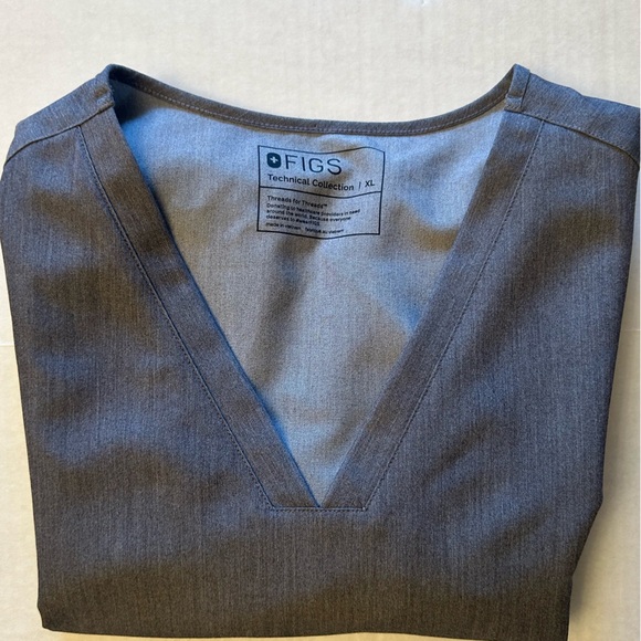 Figs Gray Technical Collection V-Neck Short Sleeve Scrub Top classic fitSz-XL Z6 - Picture 10 of 12